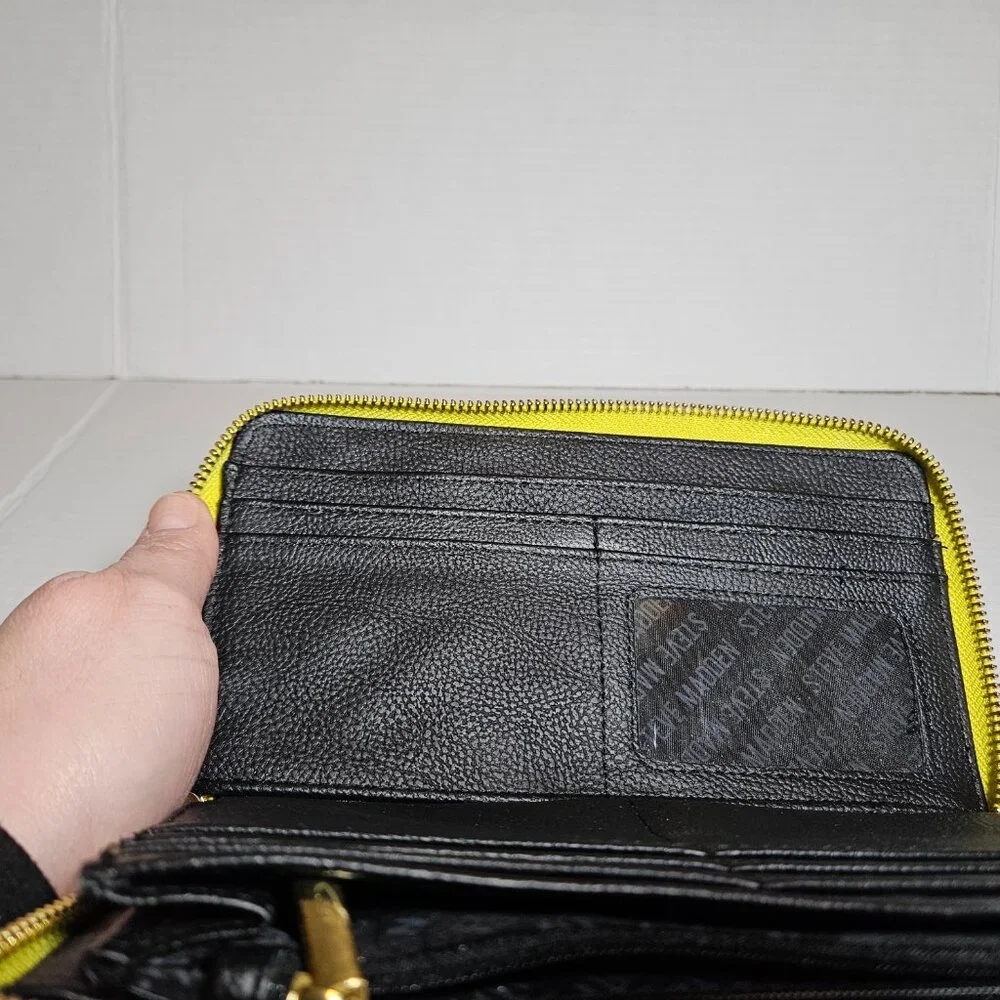 STEVE MADDEN SMOOTH ZIP AROUND WALLET PASTEL YELLOW WRISTLET - Picture 10 of 15